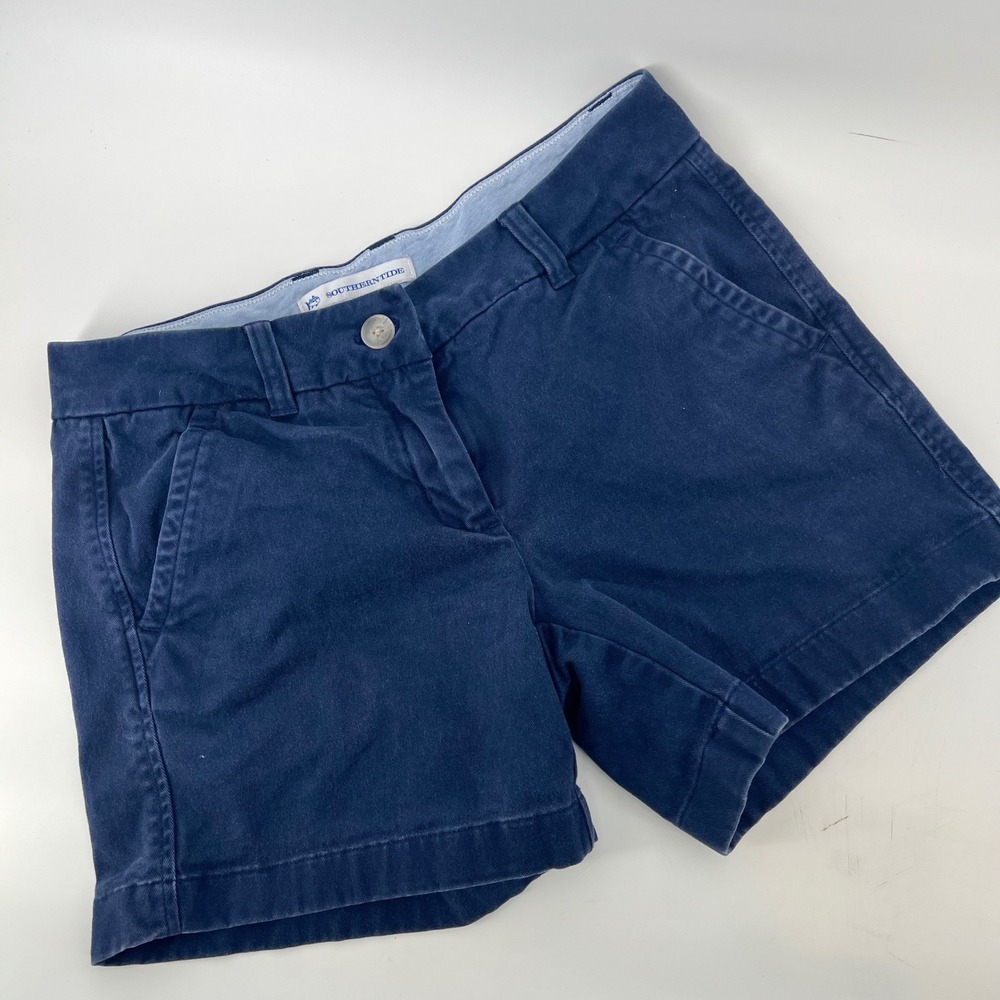 Southern Tide Women's‎ Navy Blue Cotton Blend Chino Shorts Size 00
